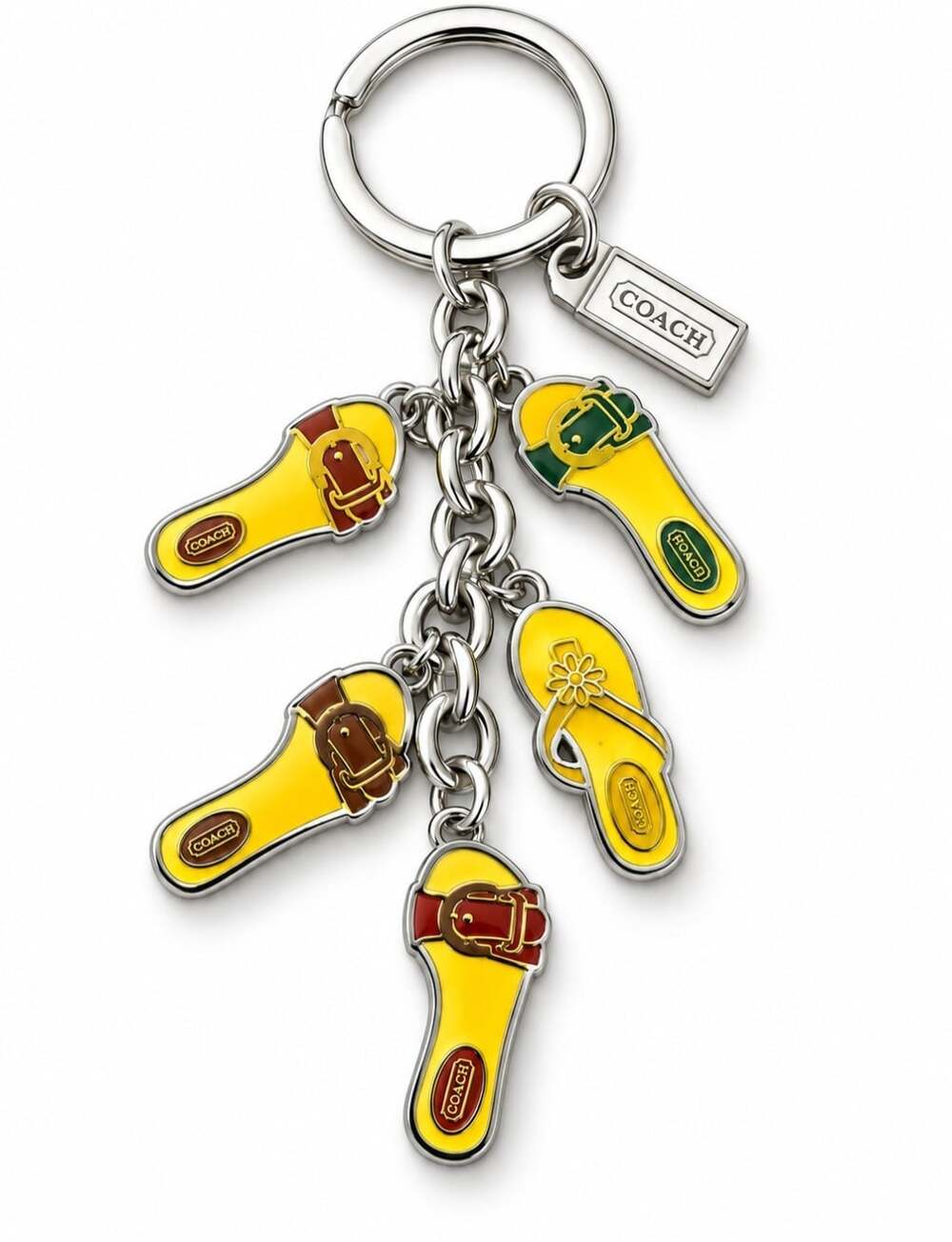 Vintage Coach Yellow Enamel Sandal Flip Flop Charm Keychain Bag Charm Y2K Rare
